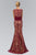 Elizabeth K - GL1415 Bejeweled Fitted Illusion Trumpet Gown  in Red