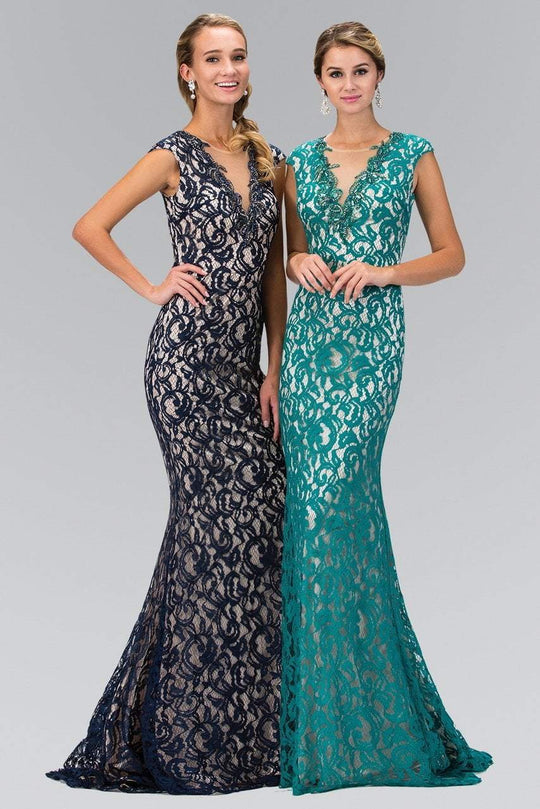 Embellished Jewel Neck Gown GL1420