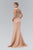 Sheer Neckline with Three Quarter Sleeves Gown GL1423