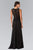 Elizabeth K GL1460 Sleeveless Illusion Paneled Lace Long Gown In Black