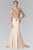 Gold Toned Embroidered Beaded Bodice Gown GL1461