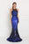 GL1505 Sequined Sheer Fitted Floral Dress