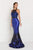 GL1505 Sequined Sheer Fitted Floral Dress