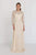 GL1509 Scalloped Quarter Sleeve Lace Bodice A-Line Gown