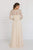 GL1509 Scalloped Quarter Sleeve Lace Bodice A-Line Gown