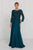 GL1509 Scalloped Quarter Sleeve Lace Bodice A-Line Gown