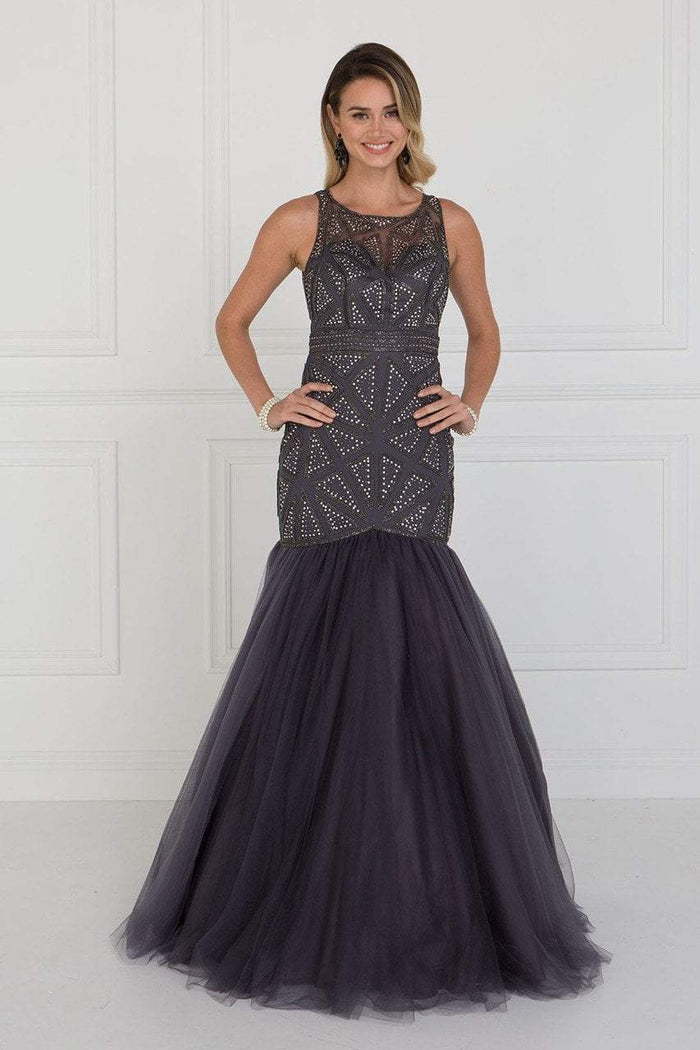 GL1510 Sleeveless Fitted Tulle Trumpet Gown