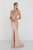 GL1519 Jeweled Gilt Lace High Halter Gown