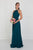 Elizabeth K Crisscross-Banded Waist Long Halter Gown - 1 pc Teal In Size M Available In Blue and Green