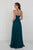 Elizabeth K Crisscross-Banded Waist Long Halter Gown - 1 pc Teal In Size M Available In Blue and Green