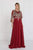 Elizabeth K Embroidered Cape Sleeves Chiffon A-Line Dress GL1527 In Red