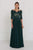 Elizabeth K Quarter Sleeve Jewel Adorned Illusion Lace Gown GL1528 In Green