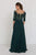 GL1528 Quarter Sleeve Jewel Adorned Illusion Lace Gown