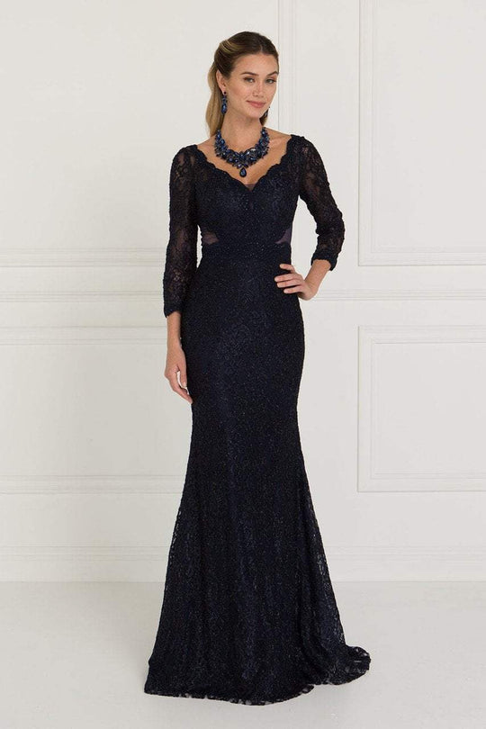 GL1532 Lace Wide V-neck Sheath Dress