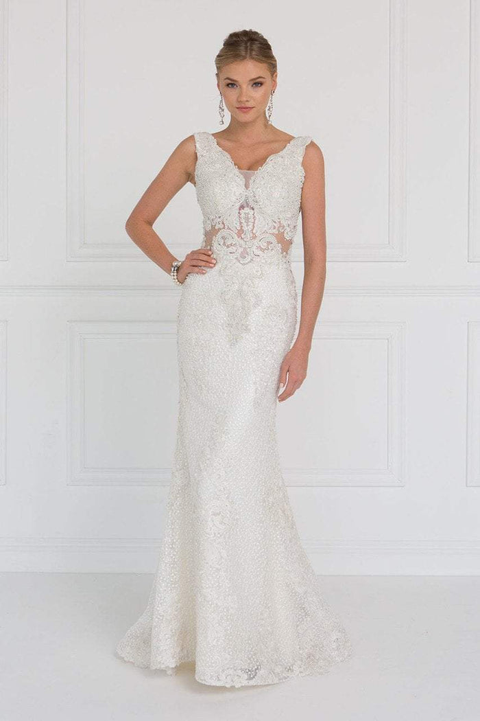 GL1533 Bead Embellished Fitted Evening Gown