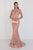 GL1534 Cap Sleeve Foliage Ornate Lattice Mermaid Gown