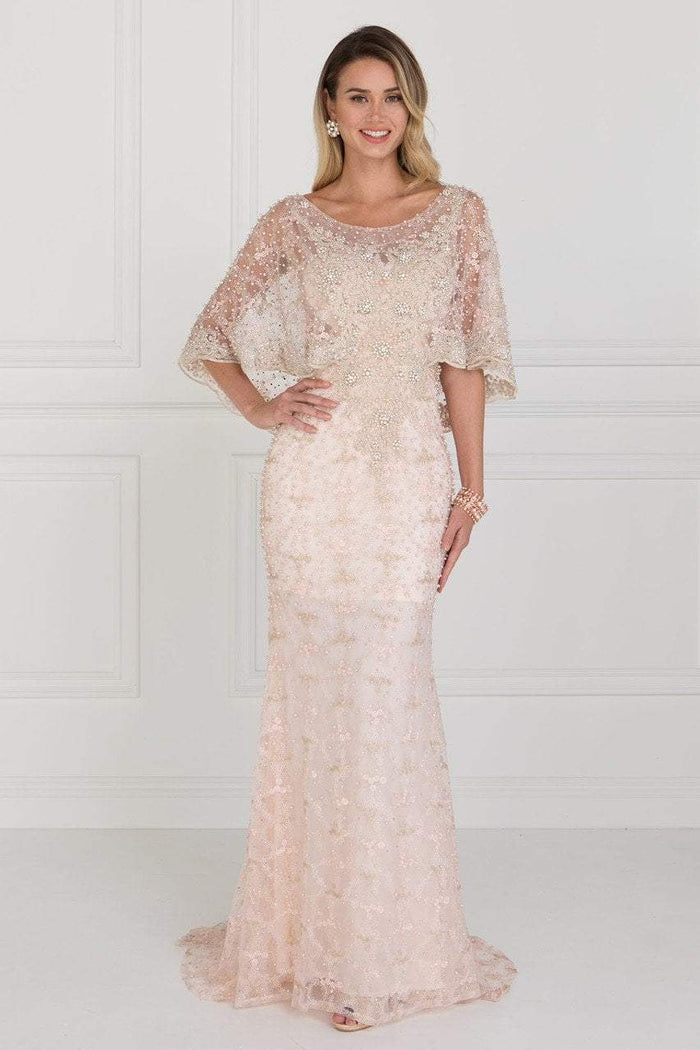 GL1535 Embellished Illusion Bateau Sheath Dress