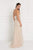 Elizabeth K - GL1548 Beaded Halter Tulle Sheath Dress In Neutral