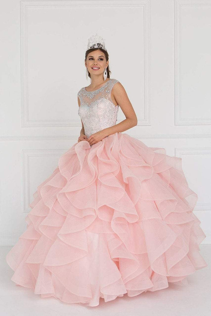 GL1555 Jeweled Ruffled Ballgown With Bolero
