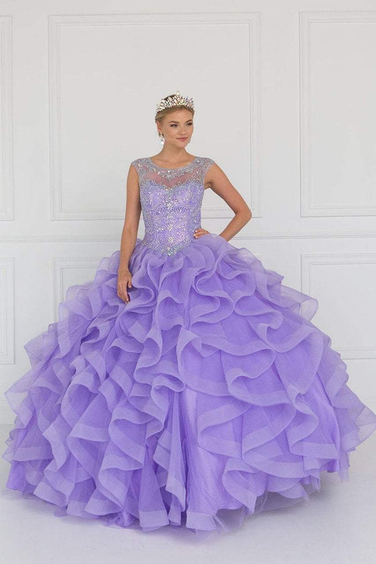 GL1555 Jeweled Ruffled Ballgown With Bolero