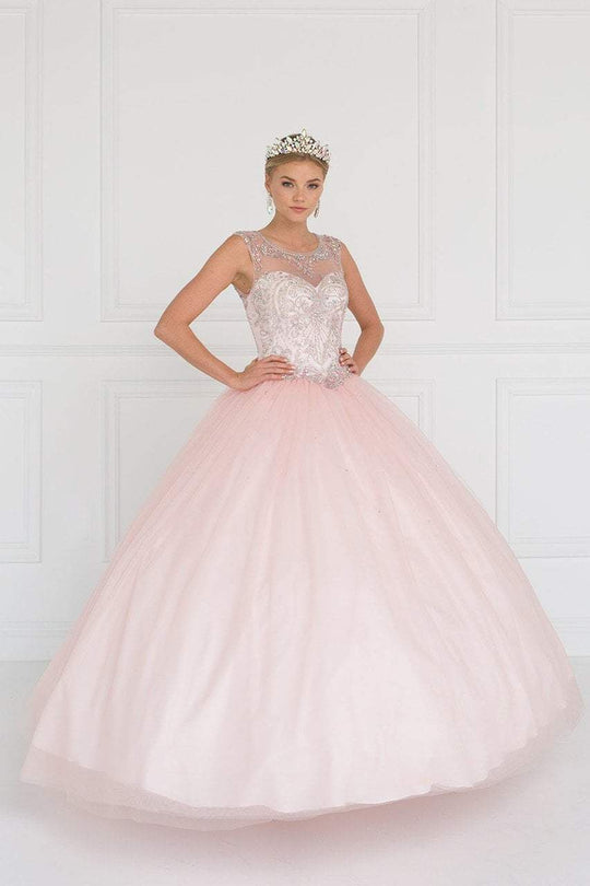 GL1559 Embellished Illusion Jewel Ballgown