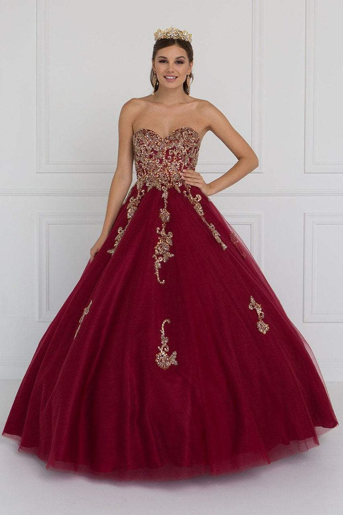 GL1560 Strapless Beaded Sweetheart Tulle Ballgown