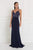GL1562 Beaded V-neck Jersey Sheath Dress