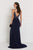 GL1562 Beaded V-neck Jersey Sheath Dress