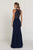 GL1568 Bedazzled Illusion Halter Sheath Dress