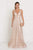 Elizabeth K - Sequined Plunging V-neck A-line Evening Gown GL1575 - 1 pc Champagne In Size M Available