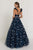 GL1578 Ruffled Cap Sleeve Floral Embroidered Ballgown