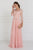 GL1580 Quarter Sleeve Jeweled Soutache Illusion Gown