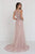 GL1583 Illusion Bateau Appliqued Tulle Overlay Gown