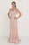 GL1585 Beaded Lace Dolman Sleeve Sheath Dress