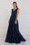 GL1586 Beaded Lace V-neck Charmeuse A-line Dress