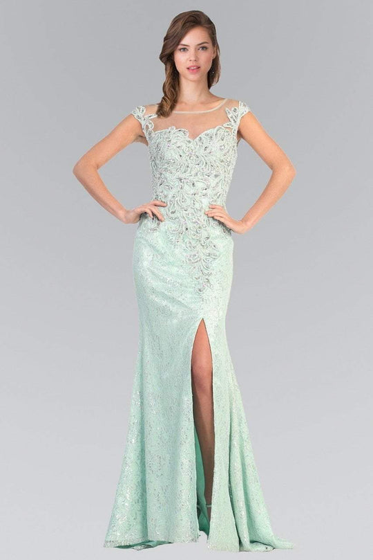 Embellished Illusion Bateau Neck Gown GL2008