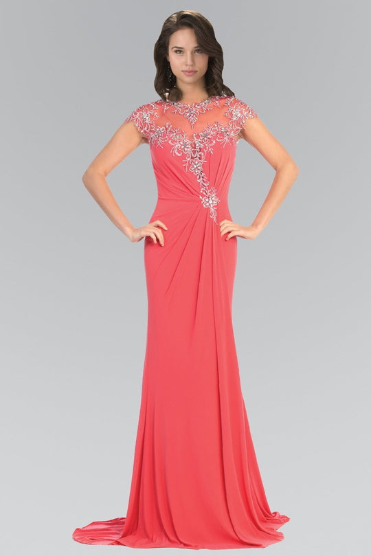 Jeweled Illusion Jewel Neck Dress GL2011