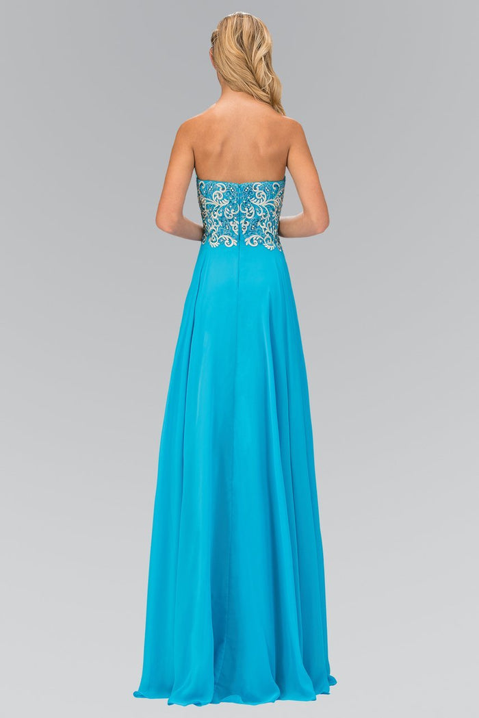 Strapless Embroidered Chiffon Gown GL2018