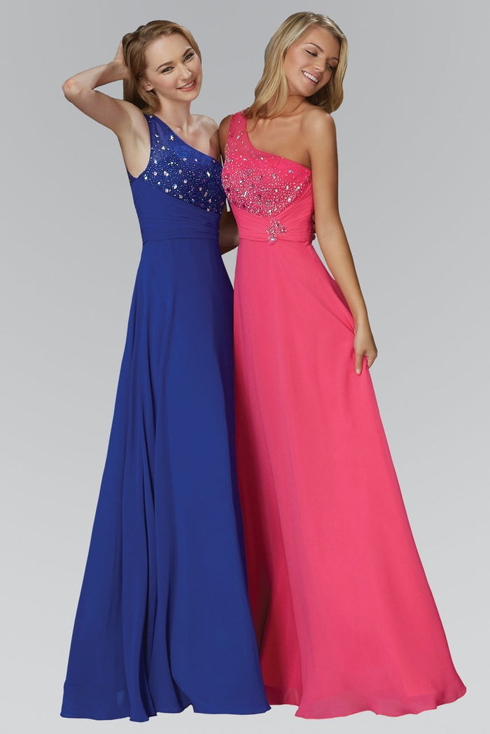 Asymmetrical Illusion Shirred Gown GL2021