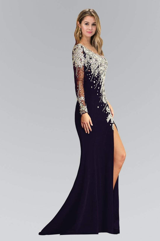 One Sleeve with Embellishment Jersey Gown GL2038