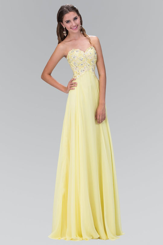 Strapless Applique Chiffon Gown GL2049