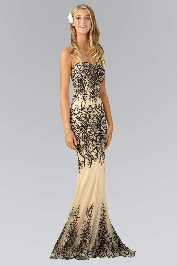 Laced Sweetheart Mesh Gown GL2055