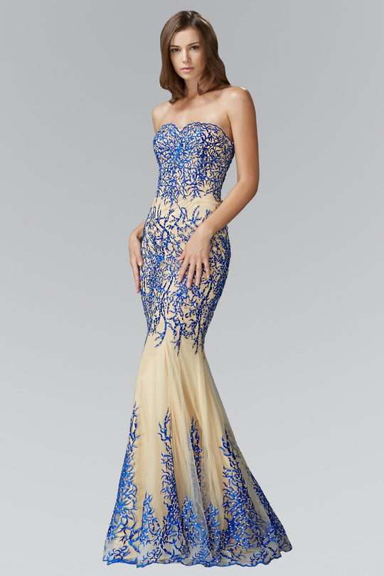 Laced Sweetheart Mesh Gown GL2055