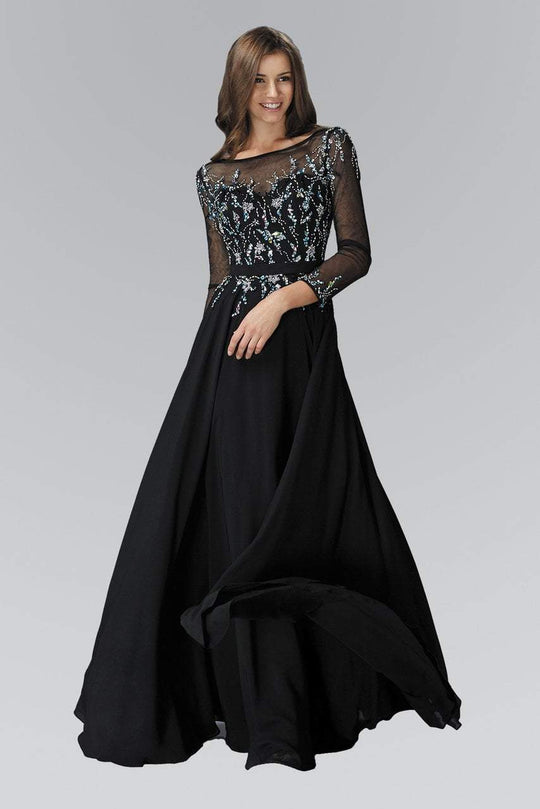 Embellished Bateau Neck A-Line Gown GL2057