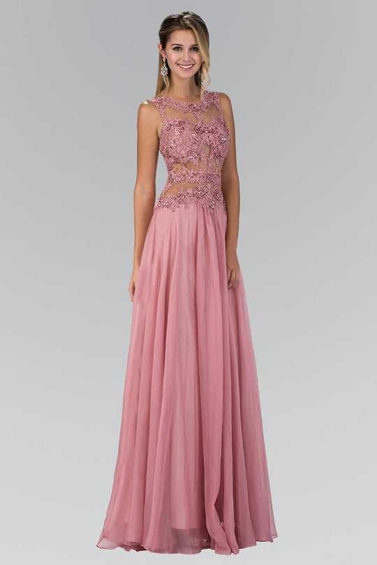 Embellished Jewel Neck A-Line Gown GL2065