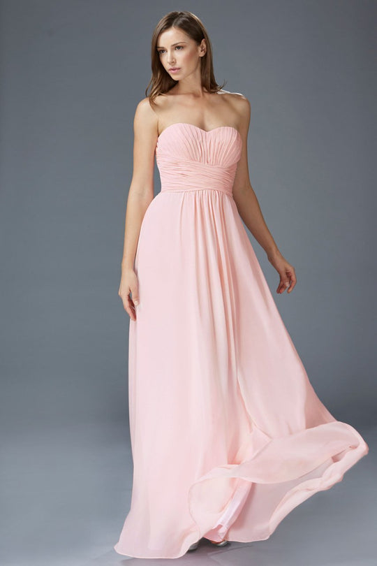 Strapless Pleated Sweetheart Chiffon Dress GL2070