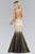 Elizabeth K - Jeweled Illusion Bateau Neck Trumpet Dress GL2083 in Black and Neutral