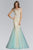 Elizabeth K - Jeweled Illusion Bateau Neck Trumpet Dress GL2083 in Blue and Neutral