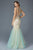 Elizabeth K - Jeweled Illusion Bateau Neck Trumpet Dress GL2083 in Blue and Neutral