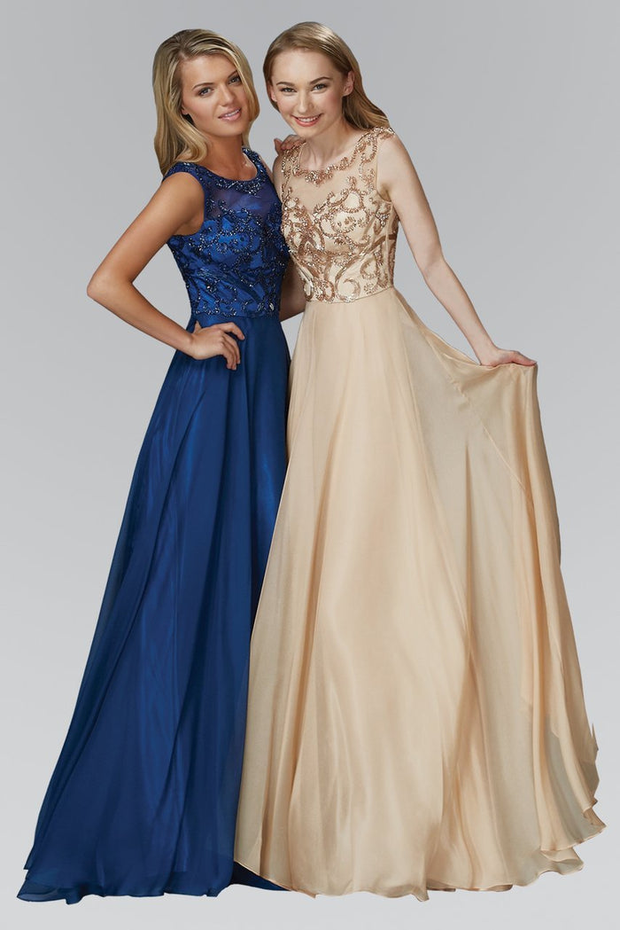 Beaded Scoop Neck A-Line Gown GL2106